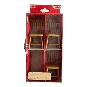 Town Square Miniatures Wooden Kitchen Chairs Set of 3 Dollhouse Furniture
